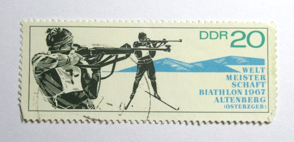 Germany DDR Stamp Scott 894 World Biathlon Championships Altenberg 20pf 1967