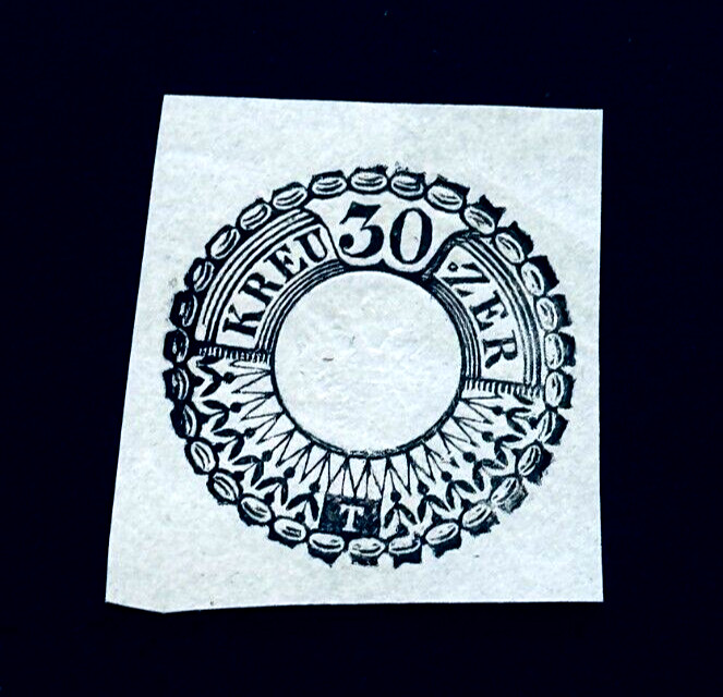 GERMANY Stamp – 1800’s 30 Kreuzer Embossed Eagle Cut Square Postage Mint