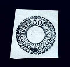 GERMANY Stamp – 1800’s 30 Kreuzer Embossed Eagle Cut Square Postage Mint