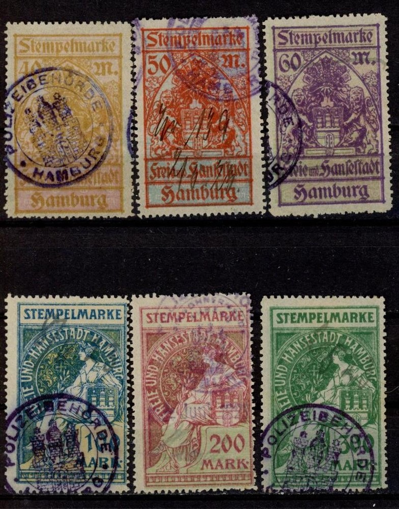 Germany Hamburg revenues 1920 fiscal Stempelmarken