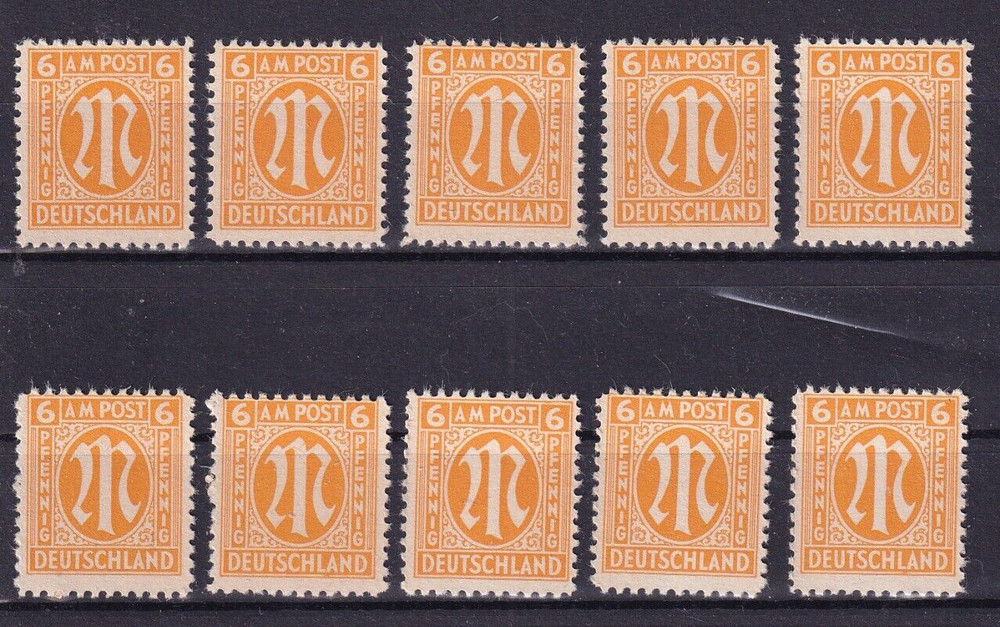 American/British Zone MNH **6pf issue (10x)