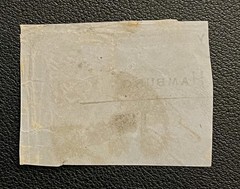 GERMAN EMPIRE, 2.5 GROSCHEN, ORANGE STAMP, LARGE SHIELD, HAMBURG POSTMARK PIECE.