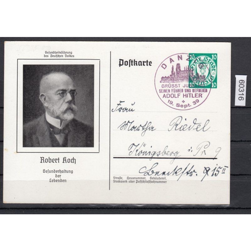 Danzig 1939 Mi.Nr. P 62 b 01 stamped postal stationery Robert Koch
