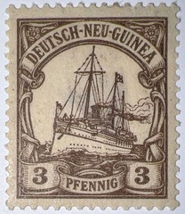 Travelstamps: GERMAN NEW GUINEA STAMPS Kaiser’s Yacht, 3 Pf MOGH, WMK