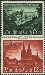 German Empire 748-749 (complete issue) used 1940 Eupen and Malm