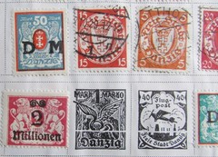 53 STAMPS 1800’s to 1930 – 28 DANZIG GERMAN & 25 DENMARK FROM STAMP ALBUM