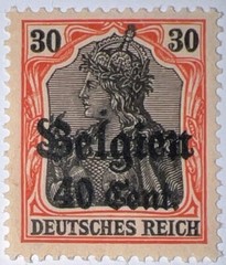Travelstamps: Germany Offices in Belgium Stamps WWII, 30pf w/ 40c OP MOGH Wmk