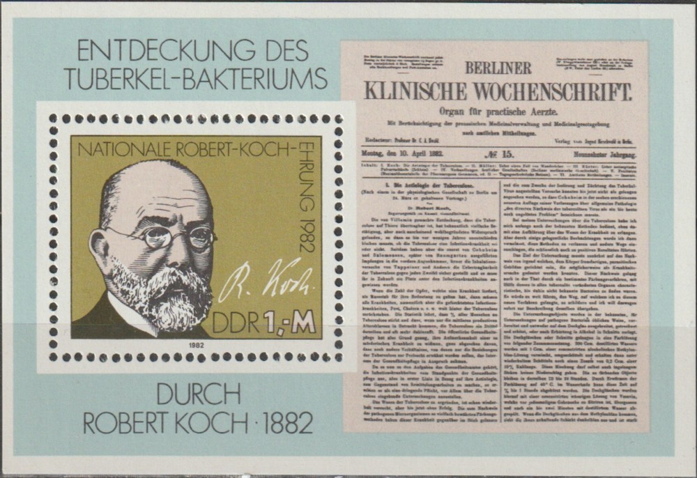 Germany-GDR S/S 100th Ann Discovery Tuberculosis Bacillus Robert Koch 1982 MNH-4