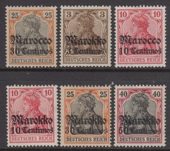 GERMAN PO IN MOROCCO 1905-11 SURCHARGE STAMPS MH