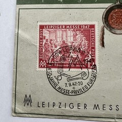1947 LEIPZIG GERMANY 450 YEARS OF TRADE FAIR PRIVLEDGE PHILATELIC STAMP ITEM