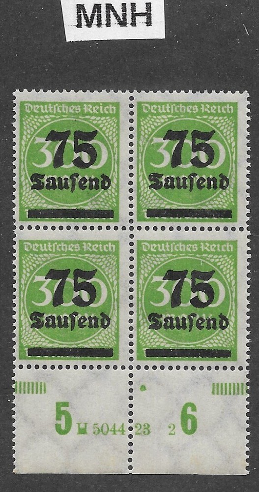 MNH stamp block Overprint 75K over 300Mk Scott #250 Weimar German Republic 1923