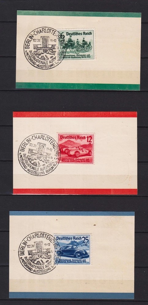 GERMANY REICH CAR EXPOSITION Mi.# 686/688 COMPLETE SET USED ON CARDS