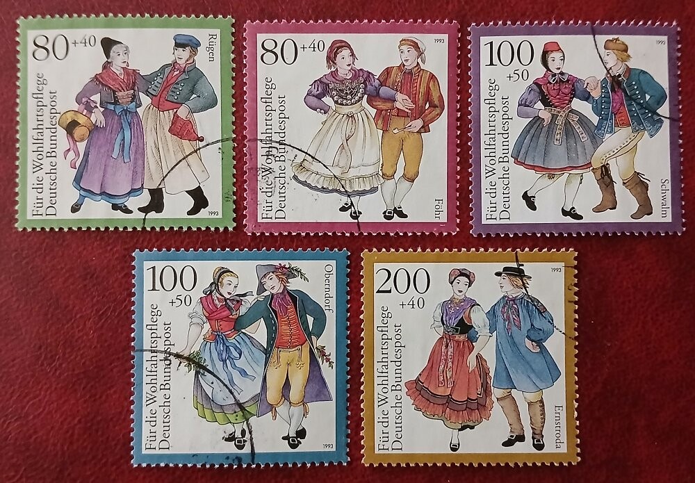 GERMANY Deutsche Bundespost 1993 Used Costumes Tax Scott B751-5 XF 1291-2