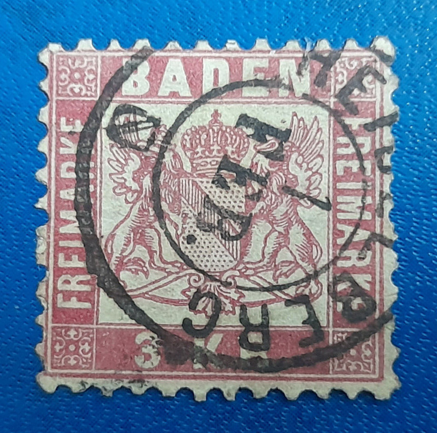Stamp Germany Baden 3 Kreuzer 1868 Mi. Nr. 24 (28867)