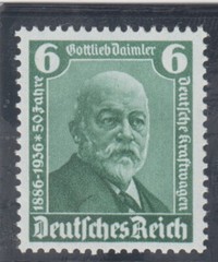 Germany 1936. 6 pfg. Gottlieb Daimler. Mercedes. Auto Anniversary. Sc 470. MNH