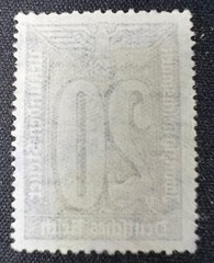 1940s German Revenue Stamp – 20 Reichsmark URKUNDEN-STEUER – Nazi Eagle & Cancel