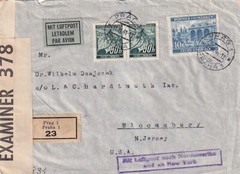 German Third Reich Cover – Registered Prag Bohemia & Moravia to NJ Mar 31 1941