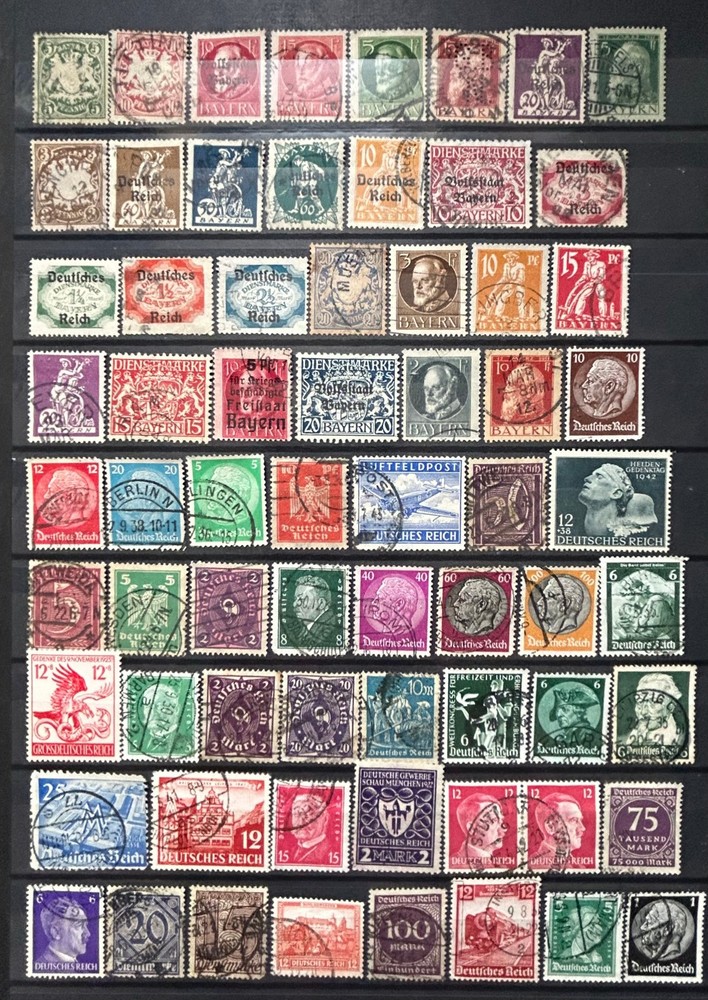 German Reich Stamps – Lot of 67 stamps used nice WWII and Bavaria /753