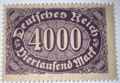 Travelstamps: 1922 Germany Stamps Deutsches Reich 4000 Mark Mi. Nr. 255 MOGNH