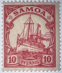 Travelstamps: GERMANY SAMOA STAMPS Kaiser’s Yacht 10Pf Mint Original Gum MNH WMK