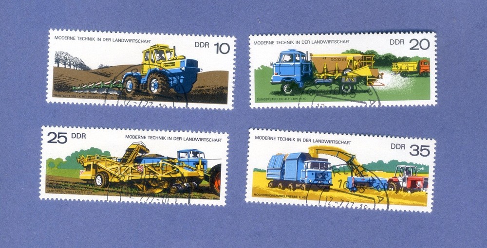 1977 GERMAN DEMOCRATIC REPUBLIC TRUCKS 4 STAMPS CTO BUNKER HILL STAMP CO BHA-10