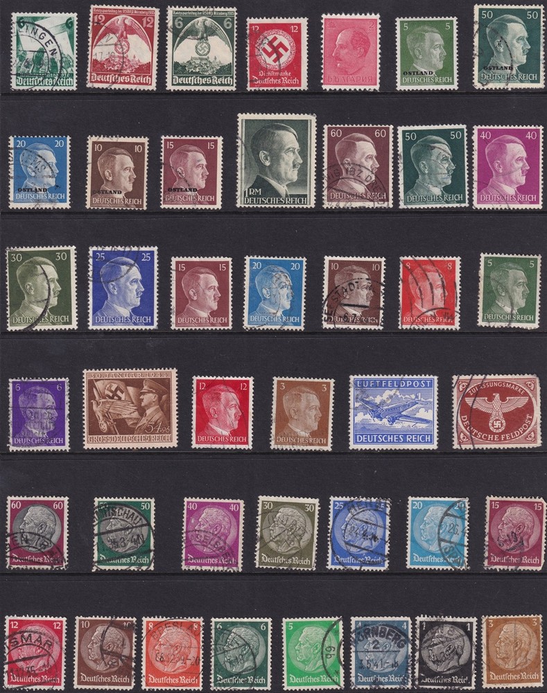 Lot-R Stamp Germany WWII Hitler Ostland Bulgaria Feldpost Hindenburg Nuremberg U