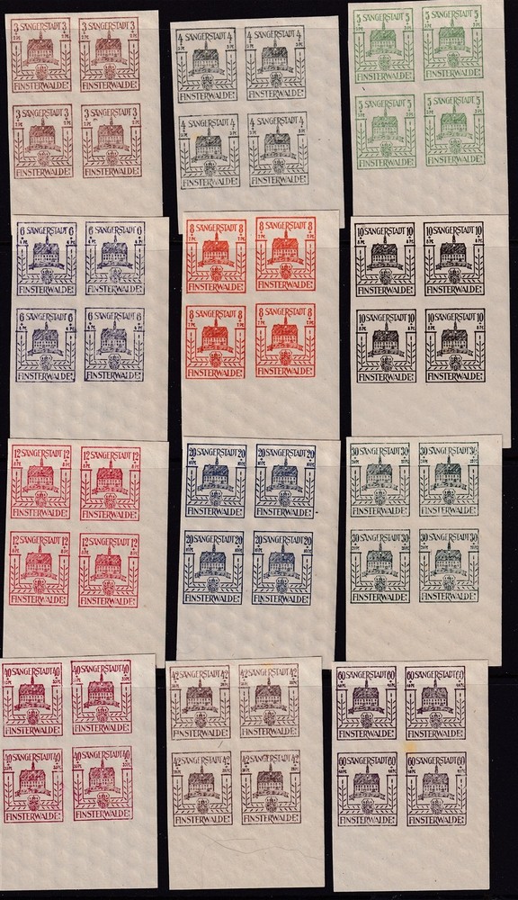 Lot Stamp Germany Mi 1-12 Blocks 1946 Fürstenwalde Circle Watermarks MNH