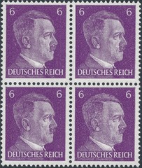 SALE Stamp Germany 1941 WWII 3rd Reich Hitler 6 PF Shades Blocks MNH