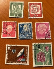 GERMANY, 1950-1960s. 7 – Flora, Friedr. Engels, space program, Heuss Bundespost