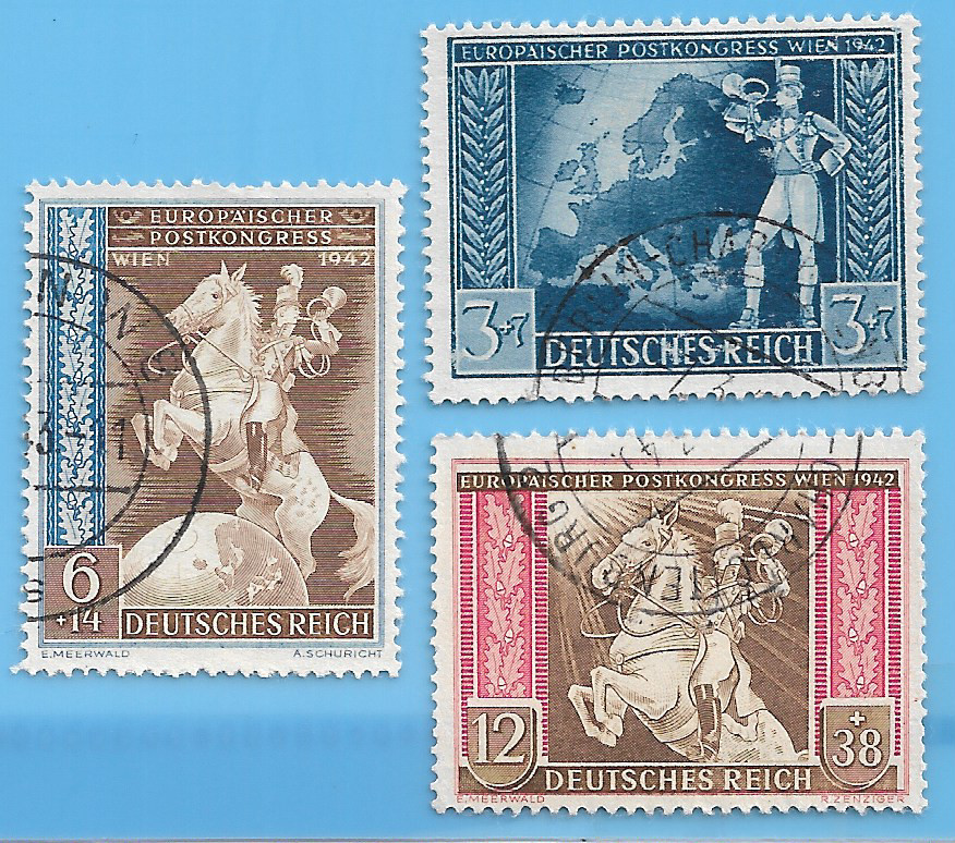 Germany 1942 Third Reich Post Congress Wien Stamp Set WW2 ERA Mi# 820 823 #90