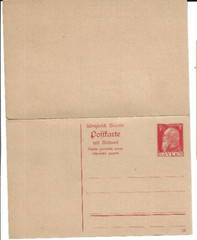 Germany: 1911; Bayern, Postal Stationery 2, 10pf Red, mint double+single EBAc065