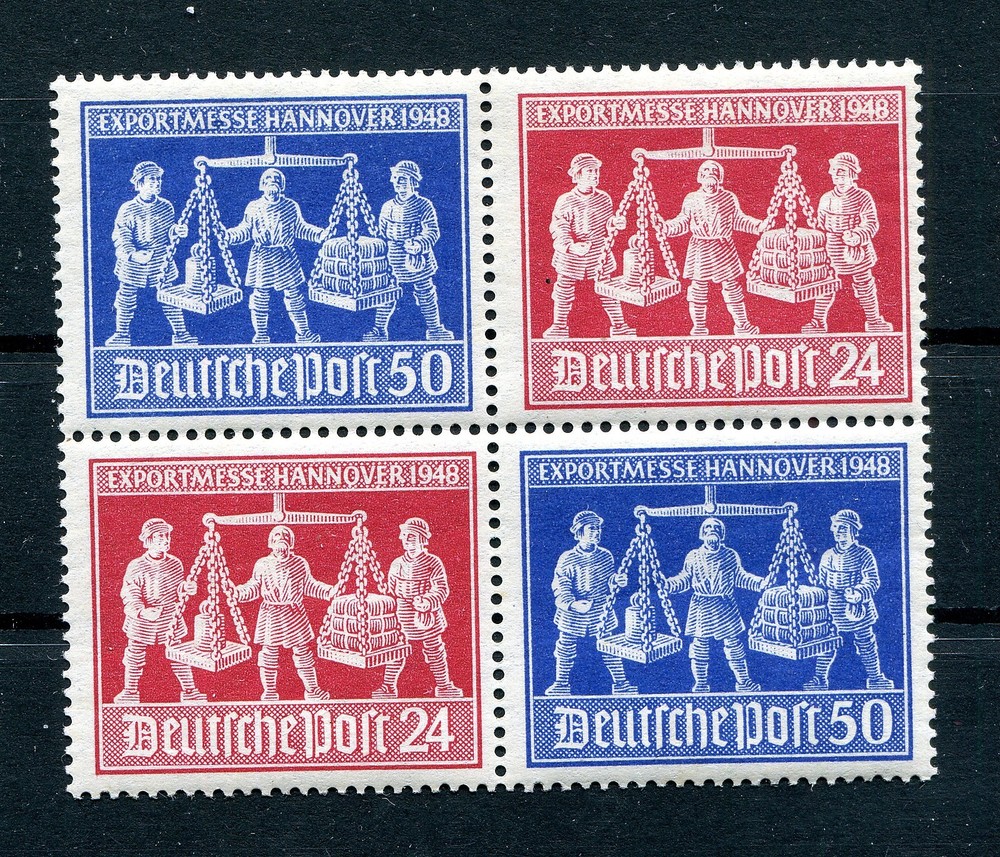 GERMANY 1946 ALLIED OCCUPATION SCOTT 584-585 (585c) BLOCK OF 4 PERFECT MNH
