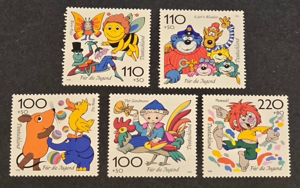 1998 Germany Für die Jugend MNH Set of 5 TV Cartoon Characters Mi# 2015-2019