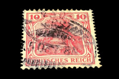 Rare 1921 Germany 10 Pfennig Red Stamp Hinged Heavy Cancel Collectible