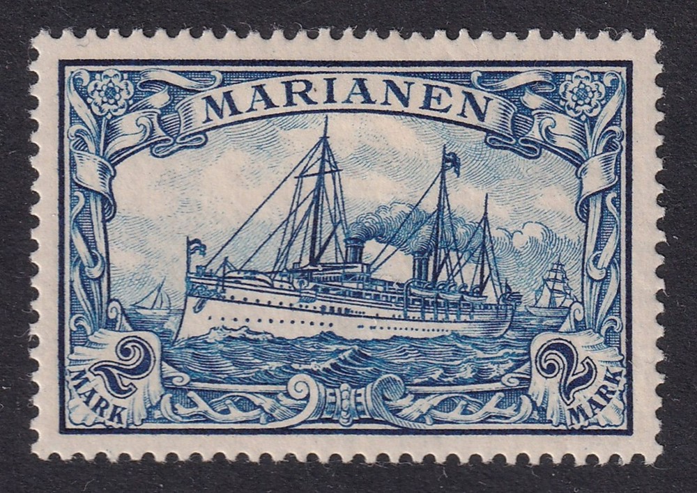MARIANA ISLANDS 1901 Large Yacht (No Wmk) 2m Blue SG 23 MH/*