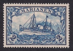 MARIANA ISLANDS 1901 Large Yacht (No Wmk) 2m Blue SG 23 MH/*