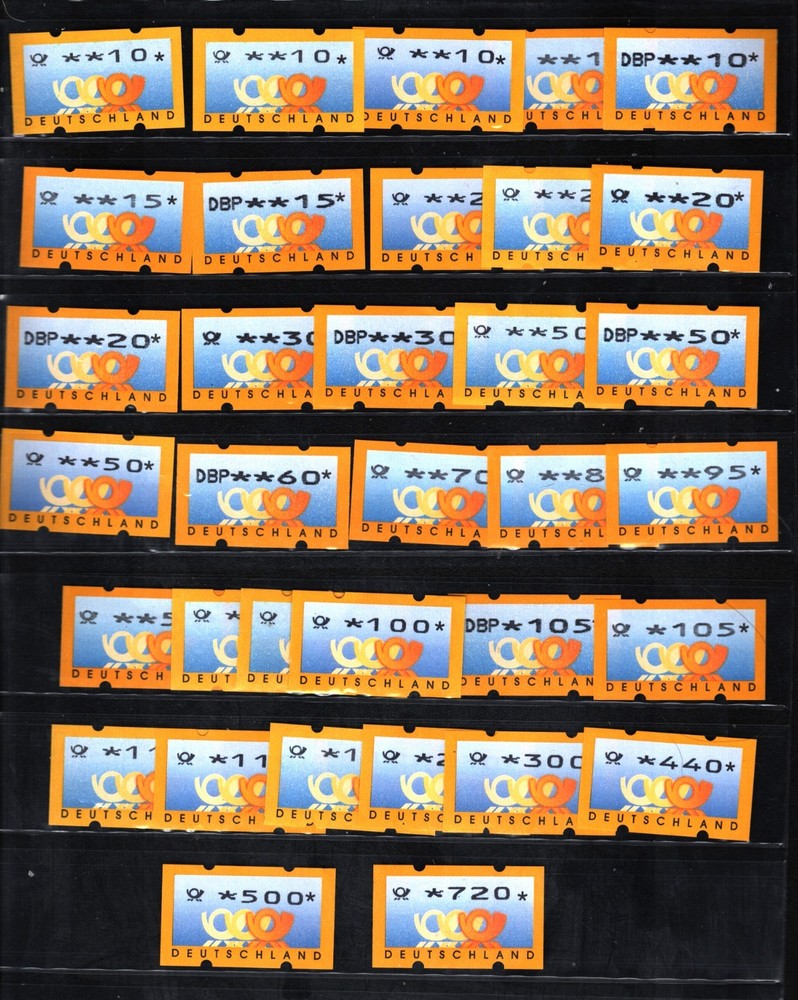 GERMANY MNH DEUTSCHLAND MANY WITH COUNTING NUMBERS 34 ATM DBP LABELS 10-720 1130