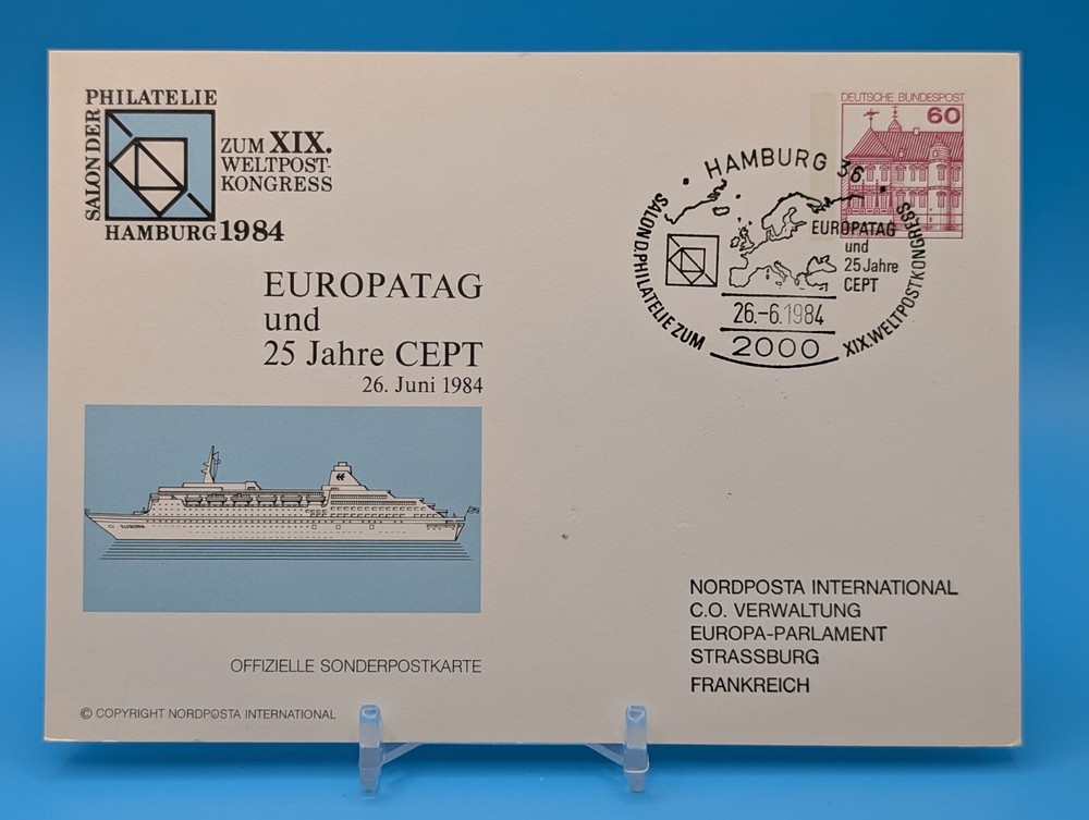 Germany 1984 Europatag 25th Anniv CEPT, XIX Weltpost Congress, Hamburg Cancel