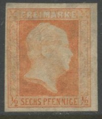 GERMANY-PRUSSIA Sc#2 1850 6pf Red Orange Engraved Unused Without Gum