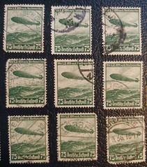 30 Stamp Lot 1936 GERMANY Deutsches Reich Luftpost 75 Pfennig Mi 607 ZEPPELIN