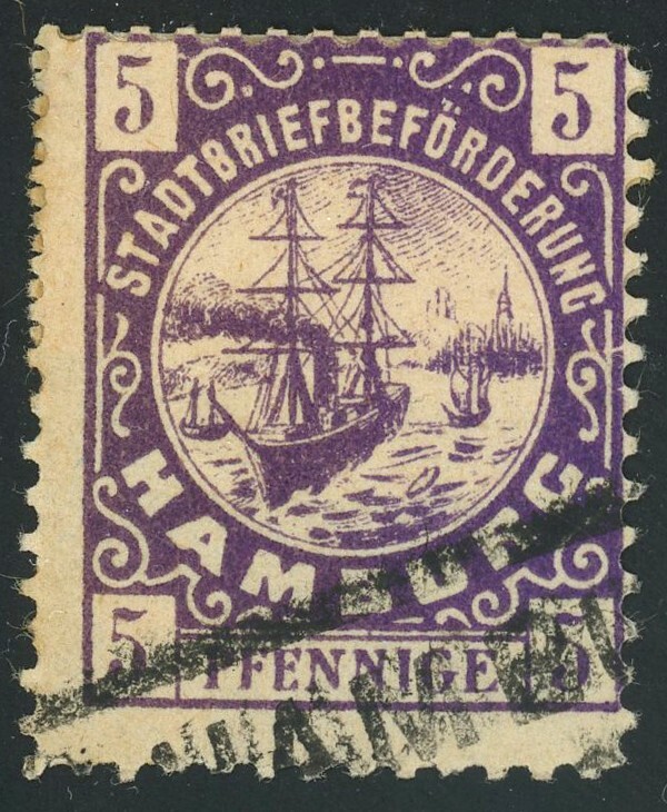 Hamburg Private Local Post Shipping Label Letter Delivery 5pf Postage Germany