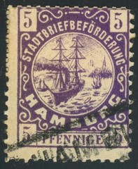 Hamburg Private Local Post Shipping Label Letter Delivery 5pf Postage Germany
