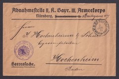GERMANY 1915, Fieldpost cover Bahnpost, Red Cross Prison Unit, WWI