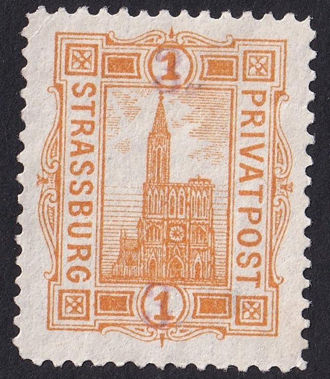 Germany STRASSBURG local private post stamp 1pf orange unused
