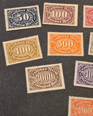 German Reich Weimar Hyperinflation Reichsbank Notes Issue Stamps (1922–1923)