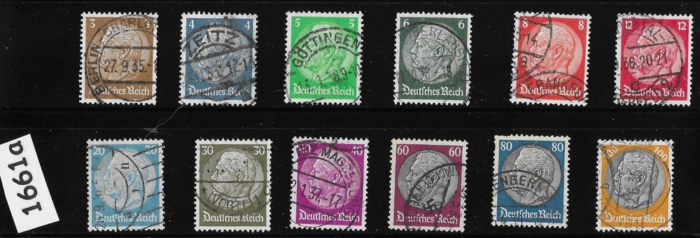 Stamps POSTMARKS Third Reich Germany President Hindenburg 1932-1936 #1661a
