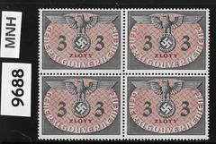 #9688 MNH stamp block WWII 3ZL ScN014 1940 Third Reich Germany Occupied Poland
