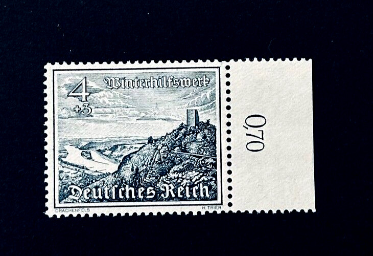 GERMANY Stamp – 1939 Charity Castle Semi Postal 4+3pfg MNG w/ Selvage r52