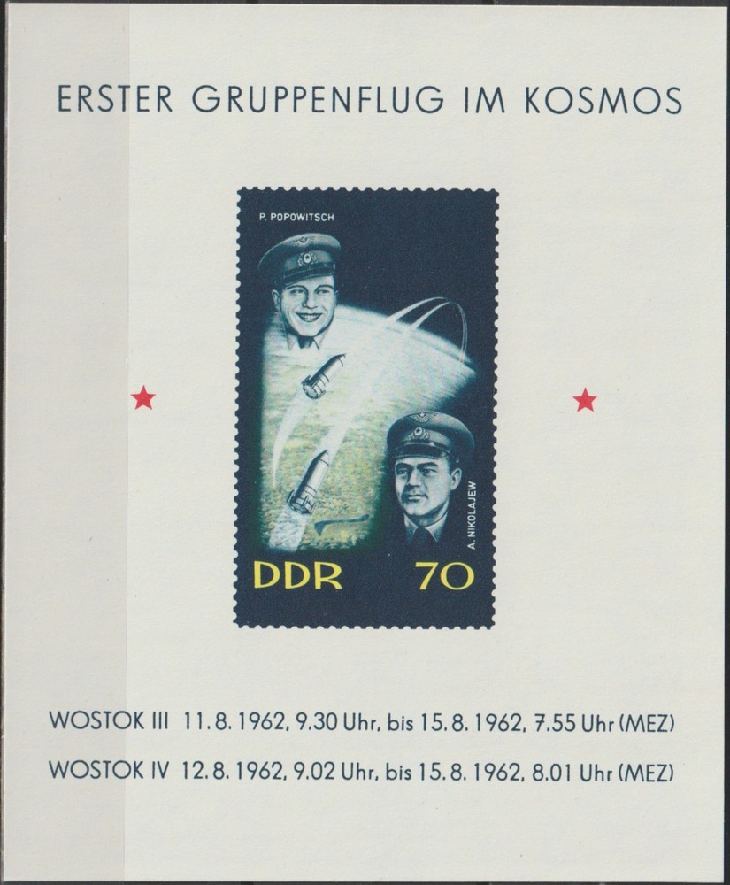 Germany-GDR S/S 1st Joint Space Flight Vostok 3 & 4 1962 MNH-4,50 Euro
