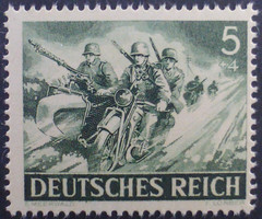 Nazi Germany 1943 Wehrmacht Stamp – Motorcycle Troops Third Reich WW2 5 Pfennig